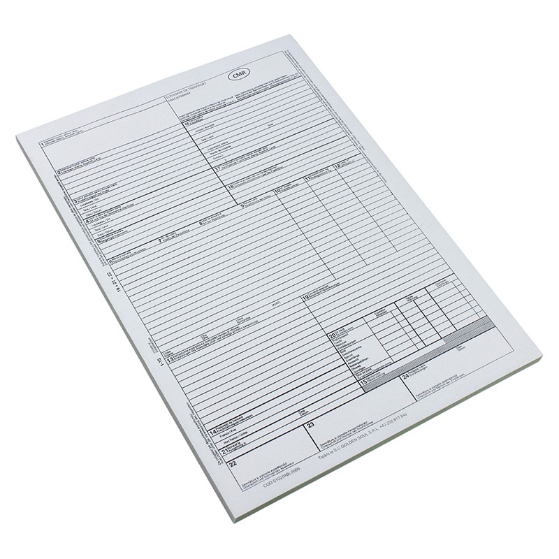 Scrisoare de transport CMR international, format A4, 5 exemplare autocopiative